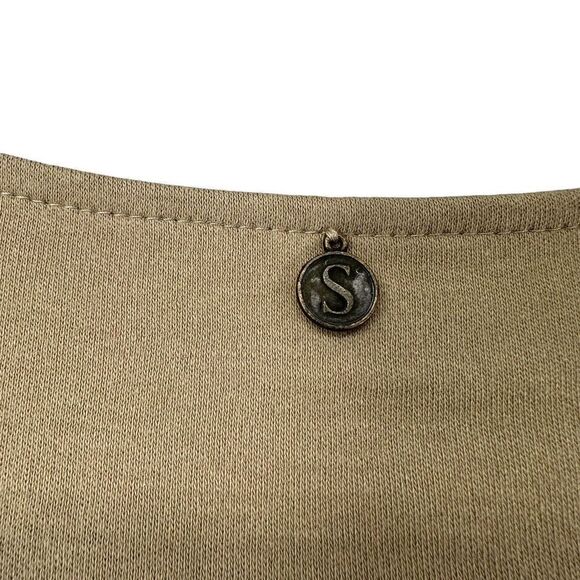 Soft Surroundings Tunic Brown 3/4 Sleeve Boat Neck Size Petite M Faux Zip Pocket - Picture 5 of 6